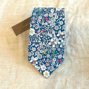 J Crew Blue Floral Tie Cotton NWT
